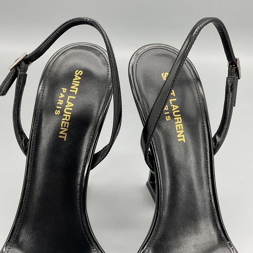 NEW Saint Laurent Women 110mm Opyum YSL Patent Leather Sandals Black Size 11/41 - Picture 6 of 10